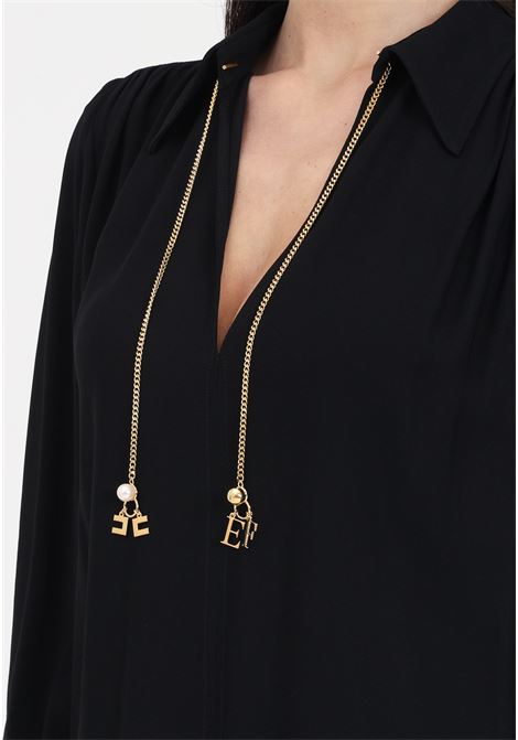 Black women's shirt with golden chain and charms ELISABETTA FRANCHI | CAT3041E2110